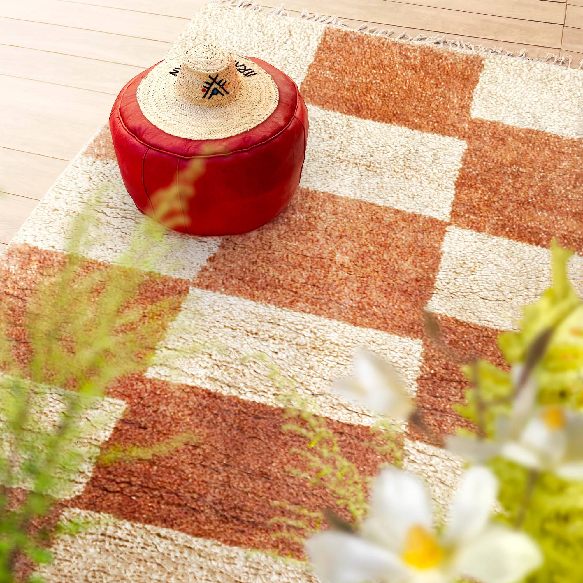 Brown Checker Berber Rug-1