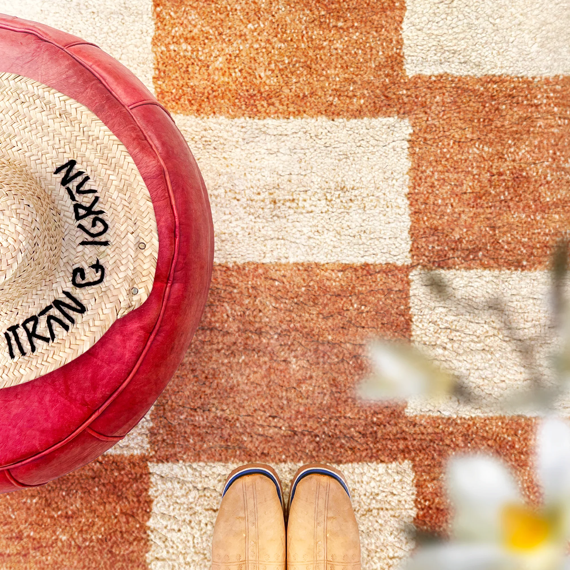 Brown Checker Berber Rug-4